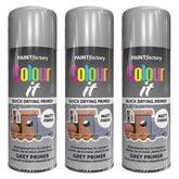 3X Paint Factory Grey Primer Spray Paint 400ml Spray Paint